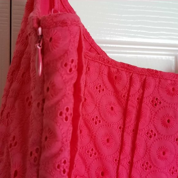 NWT HP⭐ Ann Taylor Petite Eyelet Lace Fuchsia Hot Pink Sundress Size 10P - Picture 5 of 7
